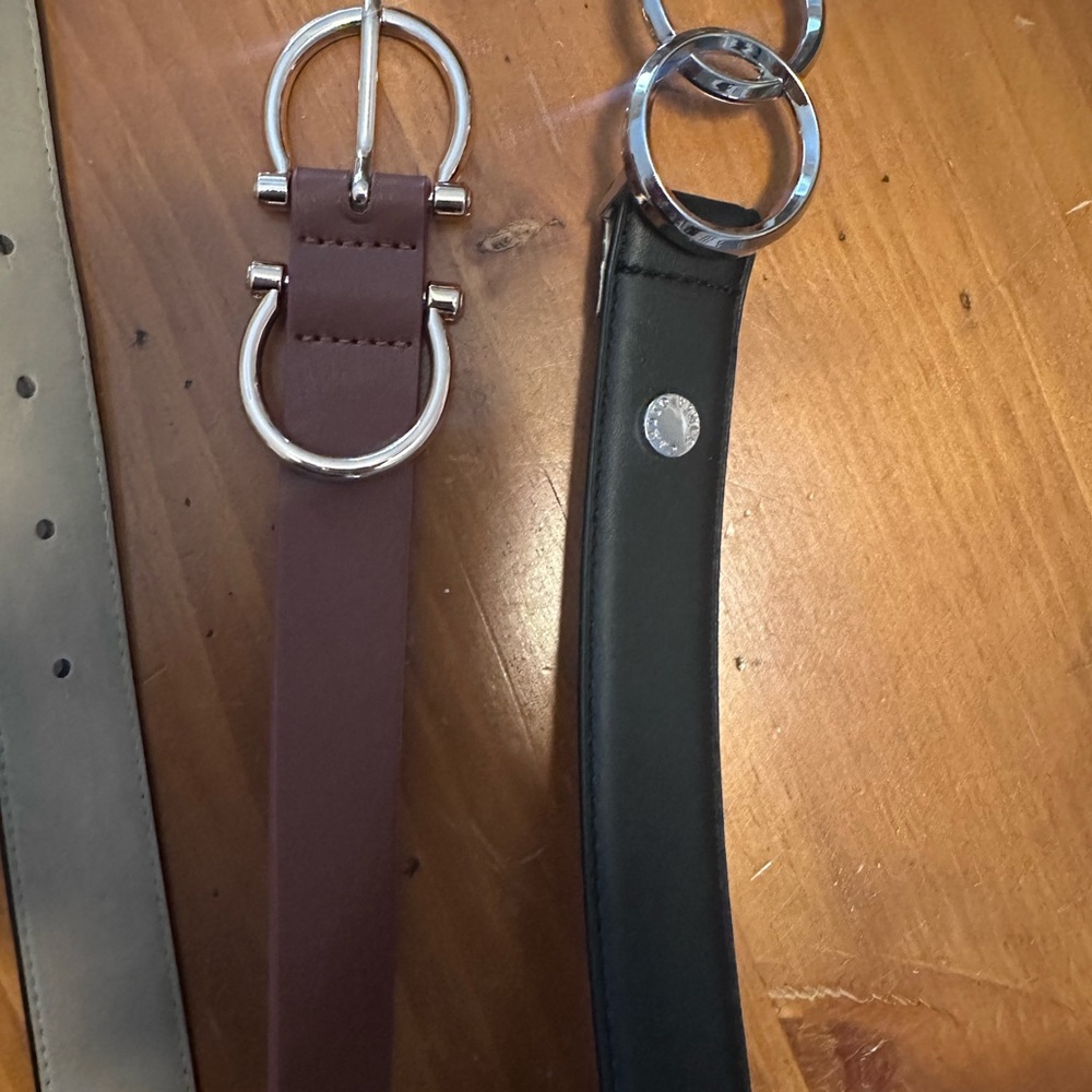 Vince Camuto Double Ring Leather Belts - Black and Brown